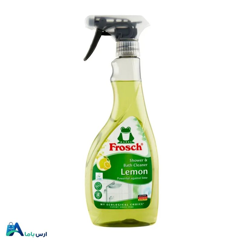 خرید اینترنتی اسپری جرم‌گیر سرویس بهداشتی فرش Frosch با رایحه لیمو. شوینده قدرتمند و سازگار با محیط زیست برای تمیز کردن کاشی، استیل و شیرآلات بدون مواد شیمیایی مضر. ارس باما