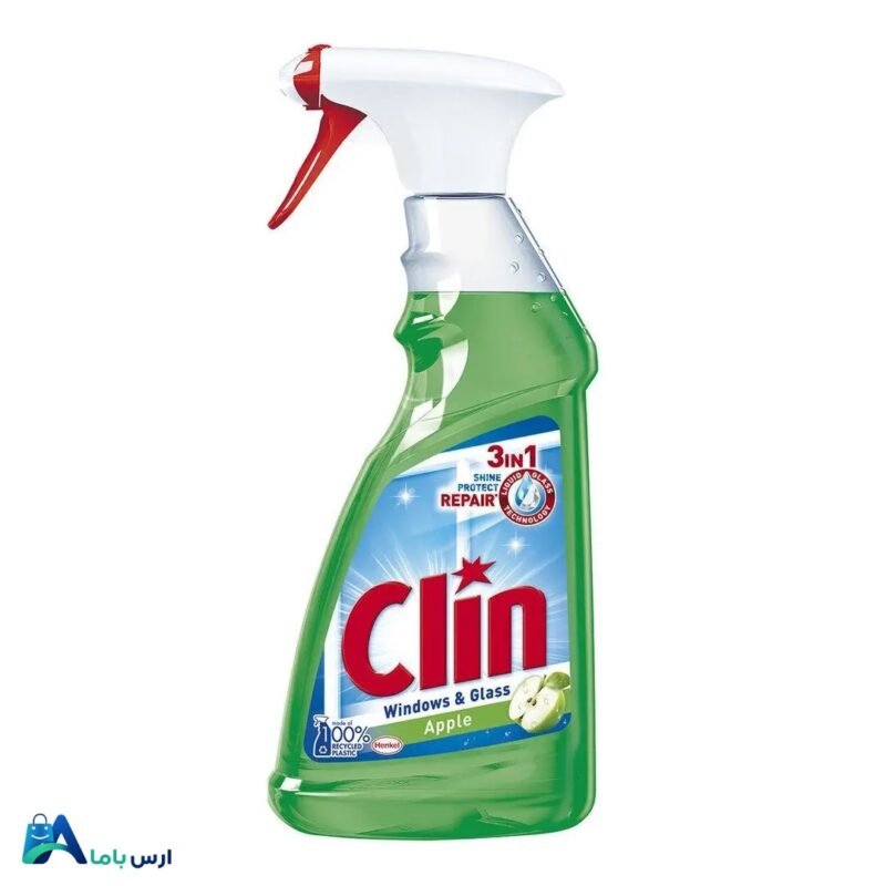 خرید اینترنتی اسپری شیشه پاک کن کلین Clin با رایحه سیب و حجم 500 میلی‌لیتر. پاک‌کنندگی قوی، ضد بخار و بدون ایجاد خط و خش. مناسب برای انواع سطوح شیشه‌ای و خودرو. ارس باما