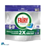 خرید اینترنتی قرص ماشین ظرفشویی فیری Original در بسته 115 عددی. پاک‌کنندگی عمیق، حاوی نمک و جلادهنده، مناسب برای آب‌های سخت. تضمین اصالت کالا. ارس باما
