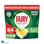 خرید اینترنتی قرص ماشین ظرفشویی فیری مدل Orijinal Hepsi Bir Arada بسته 84 عددی. تضمین پاک‌کنندگی قدرتمند، حاوی نمک و جلادهنده با رایحه لیمو. بهترین قیمت در فروشگاه. ارس باما