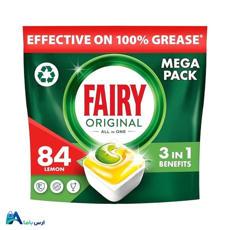 خرید اینترنتی قرص ماشین ظرفشویی فیری مدل Orijinal Hepsi Bir Arada بسته 84 عددی. تضمین پاک‌کنندگی قدرتمند، حاوی نمک و جلادهنده با رایحه لیمو. بهترین قیمت در فروشگاه. ارس باما