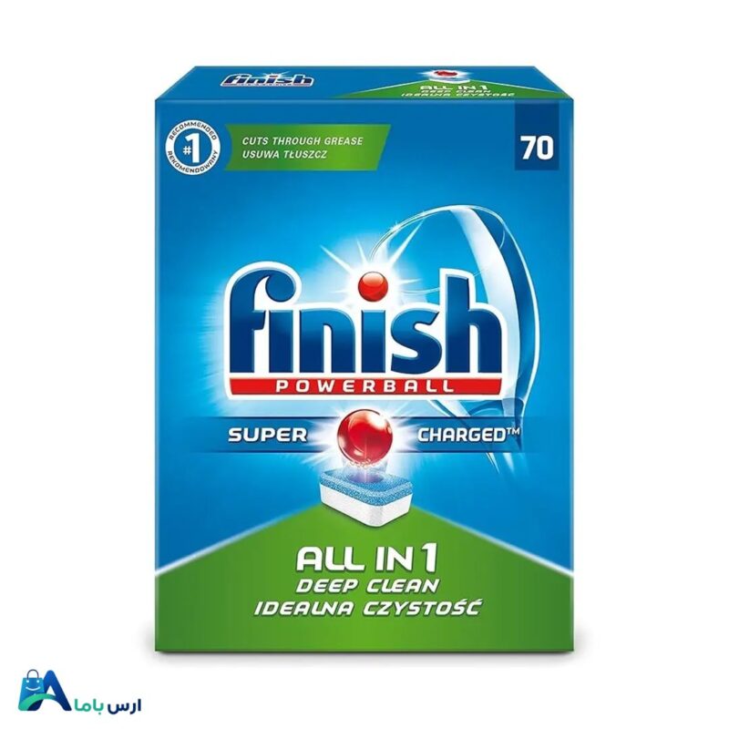 خرید بهترین قیمت قرص ماشین ظرفشویی فینیش مدل All In One بسته 70 عددی با خاصیت چربی‌زدایی قوی و عملکرد عالی در دمای پایین. تضمین اصالت کالا. ارس باما