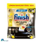 خرید قرص ماشین ظرفشویی فینیش مدل Ultimate Plus با رایحه لیمو و بسته ۴۵ عددی. بهترین قیمت و عملکرد برای حذف چربی‌ها و لکه‌های خشک شده با تکنولوژی جدید فینیش. ارس باما