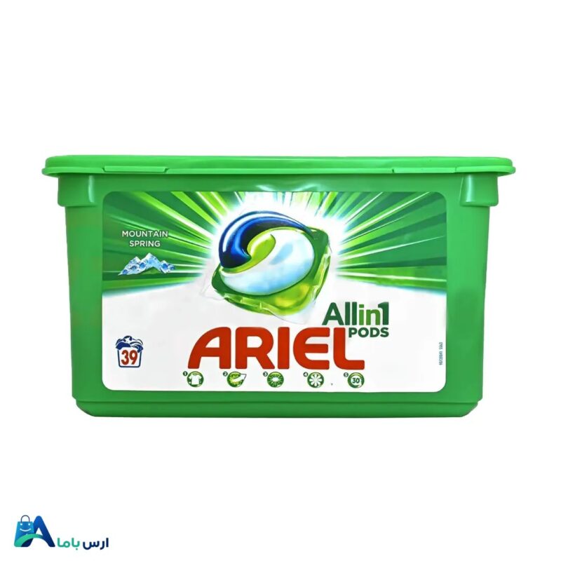 خرید قرص ماشین لباسشویی آریل مدل All In One با قدرت لکه‌بری بالا و حفظ کیفیت الیاف لباس. قیمت مناسب و کیفیت اصلی محصول ترکیه در بسته 39 عددی. ارس باما