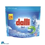 خرید اینترنتی قرص ماشین لباسشویی دالی مدل Activ آلمانی بسته 24 عددی. بهترین قیمت قرص لباسشویی دالی با قدرت لکه‌بری فوق‌العاده و محافظت از الیاف لباس. ارس باما