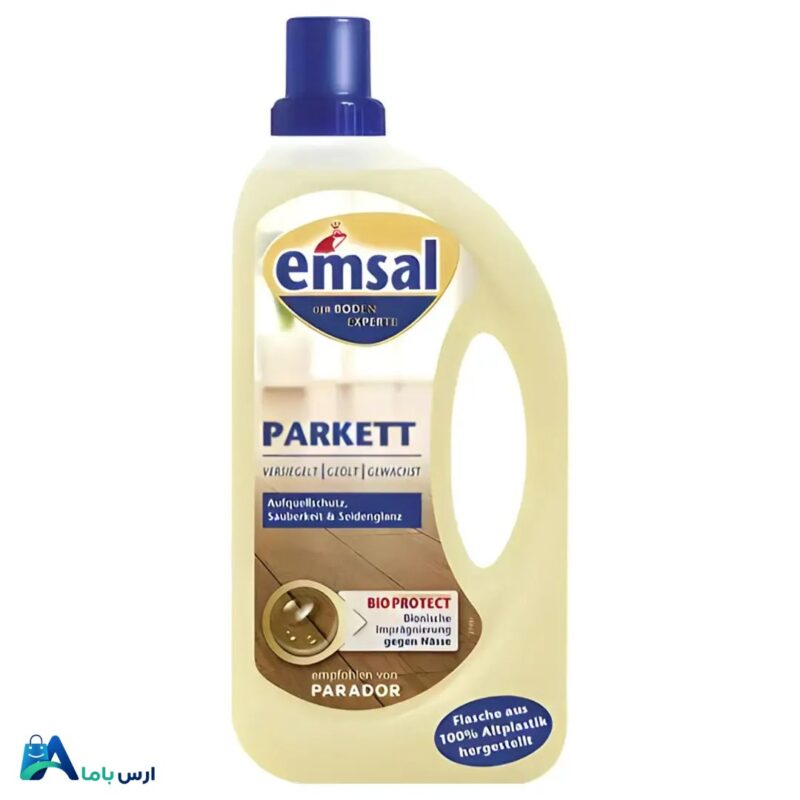 خرید اینترنتی محلول پارکت شوی امسال مدل Parkett Bioprotect با حجم 1000 میلی‌لیتر. تمیزکننده تخصصی سطوح چوبی و لمینت با فناوری نانو و محافظت بالا در برابر رطوبت و گرد و غبار. ارس باما
