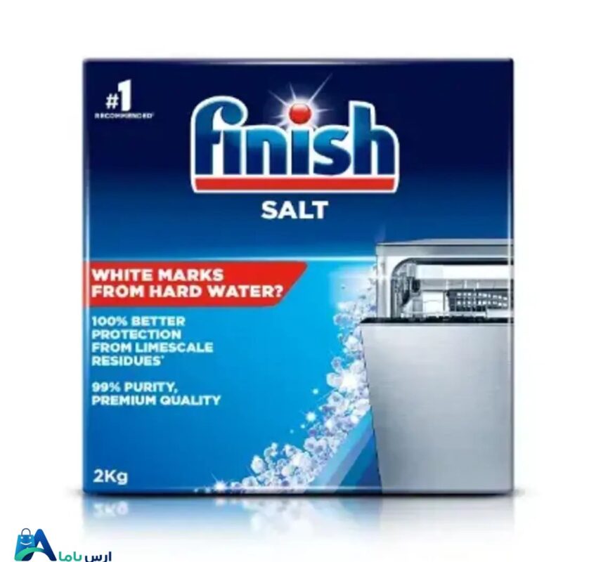 خرید نمک ماشین ظرفشویی فینیش مدل White Marks وزن 2 کیلوگرم با بهترین قیمت. جلوگیری از رسوب آهک و لکه‌های سفید روی ظروف. تضمین اصالت کالا و ارسال سریع. ارس باما