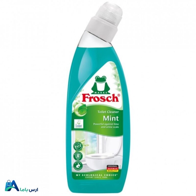 خرید ژل جرم گیر توالت فرش Frosch با رایحه نعنا حجم 750 میلی‌لیتر. پاک‌کنندگی قوی رسوبات آهکی، ضدباکتری و سازگار با محیط زیست. ارسال سریع به سراسر کشور. ارس باما
